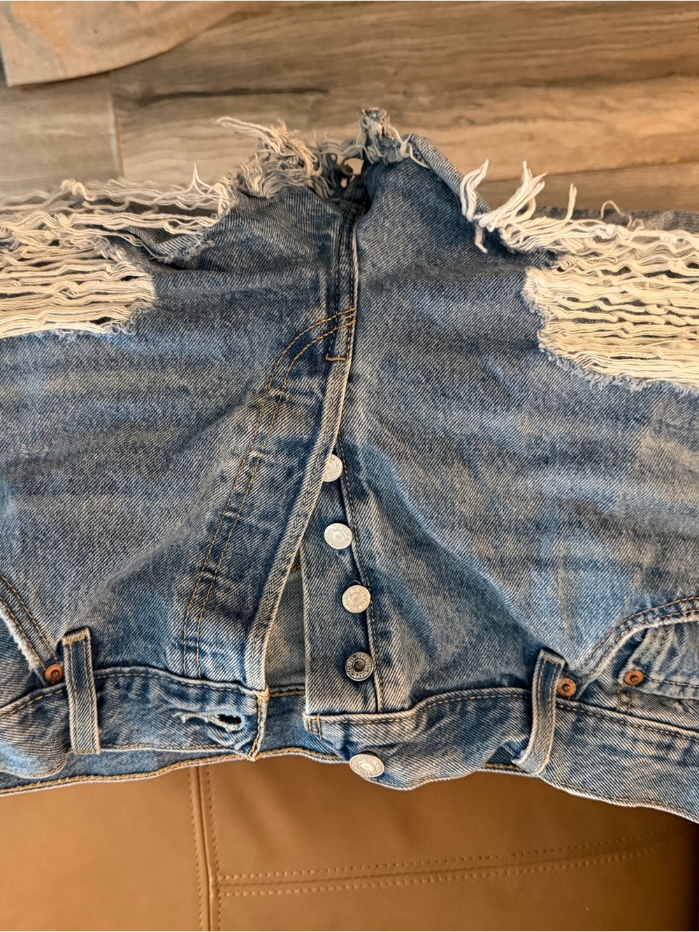 Levi's Light Blue Distressed Boyfriend Jeans with Button Fly